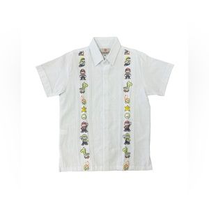Mario Bros Guayabera for Men Linen Short Sleeve